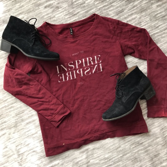 Graphic Burgundy Inspirational Crewneck Sweatshirt - Picture 5 of 5